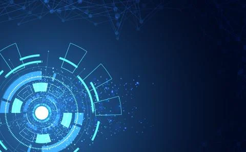 Modern Abstract technology concept communication circle digital on blue backg Illustrazione stock