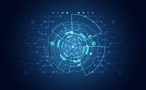 Modern Abstract technology concept communication circle digital on blue backg 库存插图