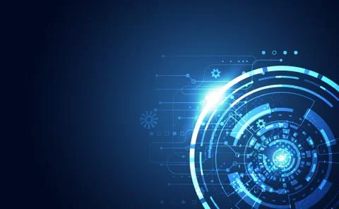 Modern Abstract technology concept communication circle digital on blue backg Illustrazione stock