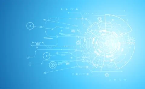 Modern Abstract technology concept communication circle digital on blue backg イラスト素材