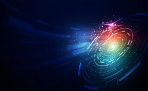 Modern Abstract technology concept communication circle digital circuits on b Illustrazione stock