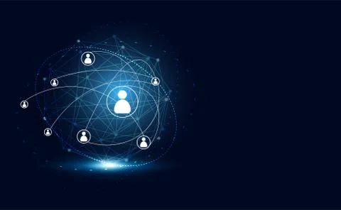 Modern Abstract technology concept communication circle digital on blue backg 스톡 일러스트