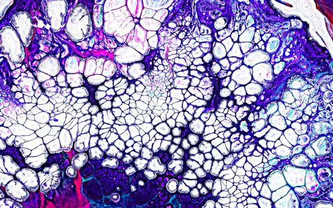 Modern abstract texture with fluid pouring foamy bubbles. Stock Illustration