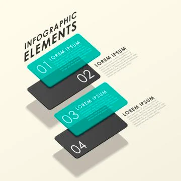 Modern abstract translucent tag infographic elements Stock Illustration