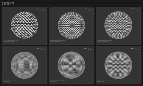 Modern abstract triangle globe design template set. Digital pixel circle vector. Stock Illustration
