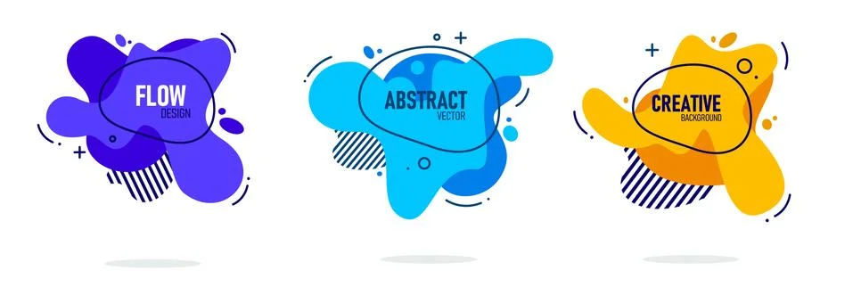 Modern abstract vector banner set. Flat geometric liquid form with various Stock Illustration