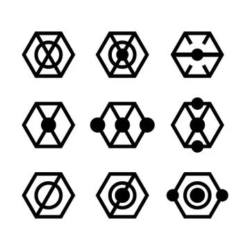 Modern abstract vector logo or element. Simple hexagon for identity logotypes Stock Illustration