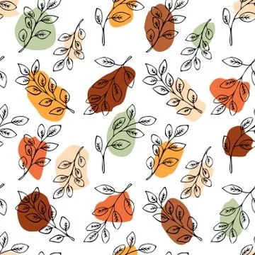 Modern abstract vector seamless floral pattern with shapes and color spots in Stock Illustration