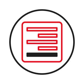 Modern abstract vector sign depicting text layout with red lines and bold r.. Stockillustratie