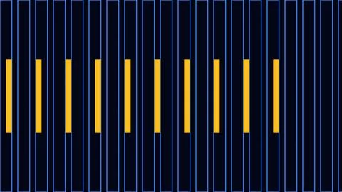 Modern abstract vertical bars pattern with glowing yellow and blue lines Illustrazione stock