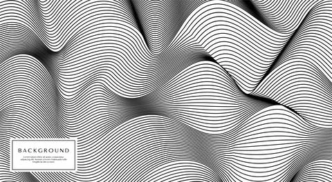 Modern abstract wavy line background design. Monochrome blend wave lines vector. Stock Illustration