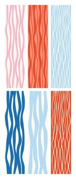 Modern Abstract Wavy Line Pattern Set 3 Vertical Stripe Design for Graphic .. Stock Illustration