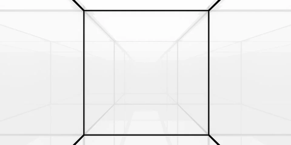 Modern abstract white mirror cube room with reflections, abstract minimal bac Stock Illustration