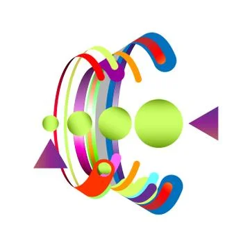 Modern abstraction, composition made of various rounded shapes in color. Stock Illustration