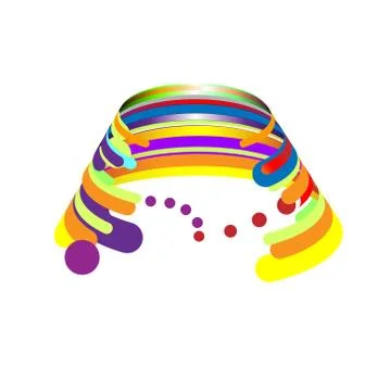 Modern abstraction, composition made of various rounded shapes in color. Stock Illustration