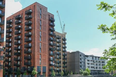 Modern accommodation in Barking along River Roding Stock Photos
