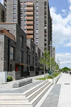 Modern accommodation in Barking along River Roding Stock Photos