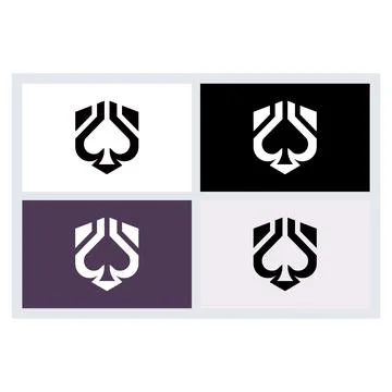 Modern Ace Spade Shield Logo Vector Set Stock Illustration