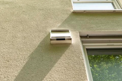 Modern active ventilation system per room on the outside facade of a house Stock Photos