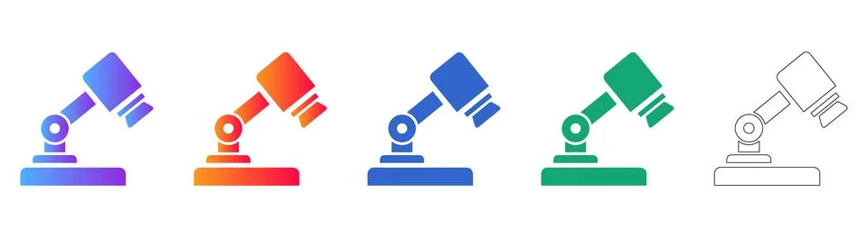 Modern Adjustable Desk Lamp Gradient Icons Set Stock Illustration