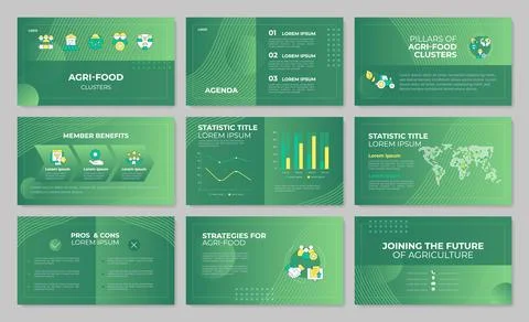 Modern agribusiness system presentation template set イラスト素材