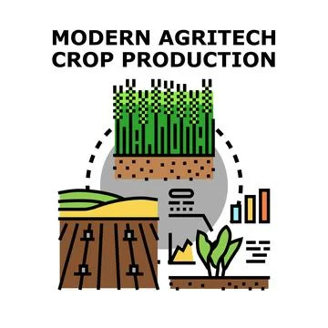 Modern agritech crop production process development Stock Illustration