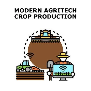 Modern agritech crop production using smart farming technology Stock Illustration