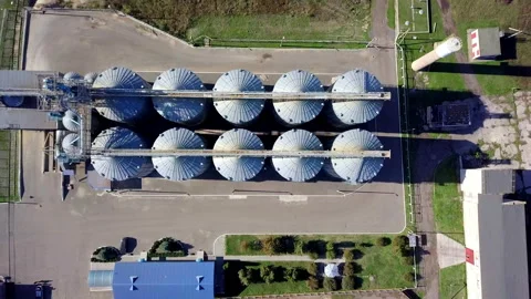 Modern agro processing complex with grain elevator Stock Footage 142605071
