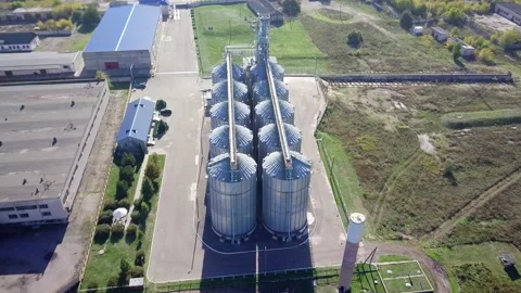 Modern agro processing complex with grain elevator Stock Footage 142605581