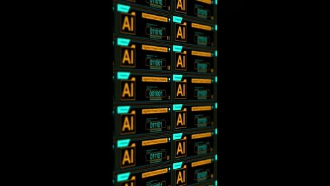 Modern AI Algorithms Programming on Server 2 - Vertical Re-Render Stockbeeldmateriaal 325759499