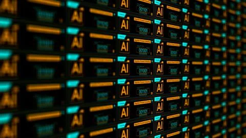Modern AI Algorithms Programming on Server 2000 Stock Photos