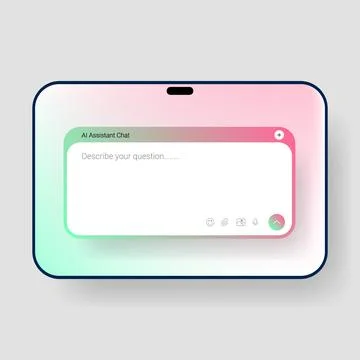 Modern AI assistant chat interface on smartphone screen UI Illustrazione stock