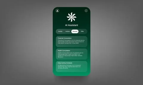 Modern AI Assistant Mobile Application User Interface Stock Illustration