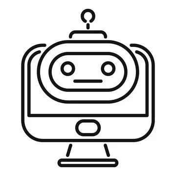 Modern ai bot support icon outline vector. Online chat Stock Illustration