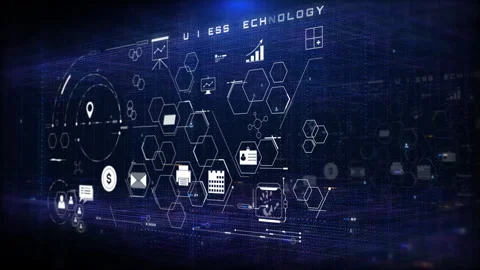Modern AI Business Data Interface 4K Motion Animation with Holographic Stock Footage 320285063