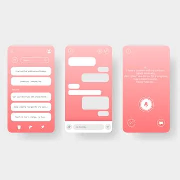 Modern AI Chat Application Interface Mobile UI Design Stock Illustration