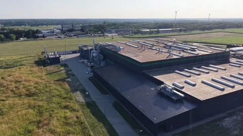 Modern AI computing center viewed from above Stockbeeldmateriaal 348002217