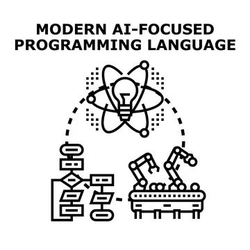 Modern ai focused programming language concept Stock Illustration