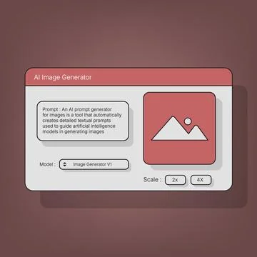 Modern AI image generator interface dashboard with clean layout Stock Illustration
