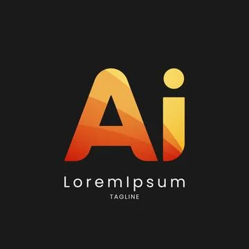 Modern AI Logo Design with Dynamic Gradient Colors Stock Illustration