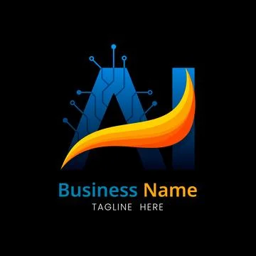 Modern AI Logo Design Featuring Circuit Board Style Elements Illustrazione stock