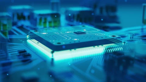 Modern AI microprocessor with x-ray components Stock Footage 338984149