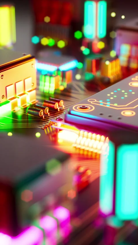 Modern AI processor with glowing electronic details Stock Footage 336447249