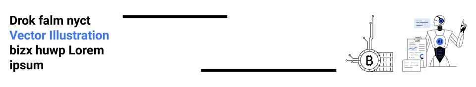 Modern AI Robot with Technology Interface Analyzing Data Elements and Graphs Stock Illustration