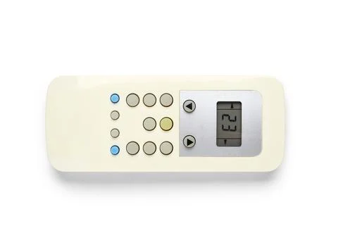 Modern air conditioner remote control isolated on white background, top view Stock Photos