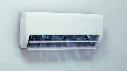 Modern Air Conditioner Unit Blowing Cool Air Stock Footage 327668905