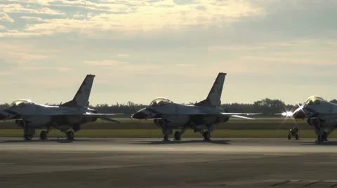 Modern Air Force jets on the ground Stock Footage 12501410