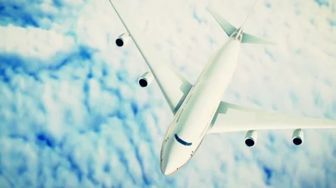 Modern airplane boeing  over the clouds. Stock Footage 50171077