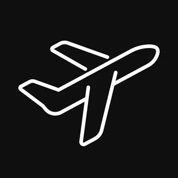 Modern Airplane Icon Outlined Vector - Minimalist Aviation Travel Symbol Stock Illustration