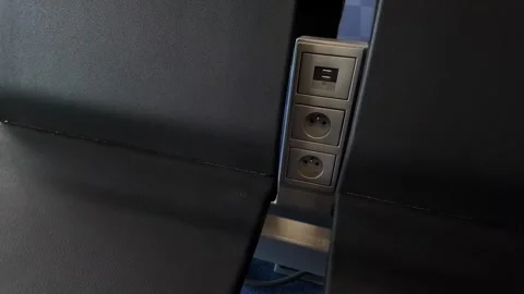 Modern Airplane Interior with Outlets Stock Footage 305274196